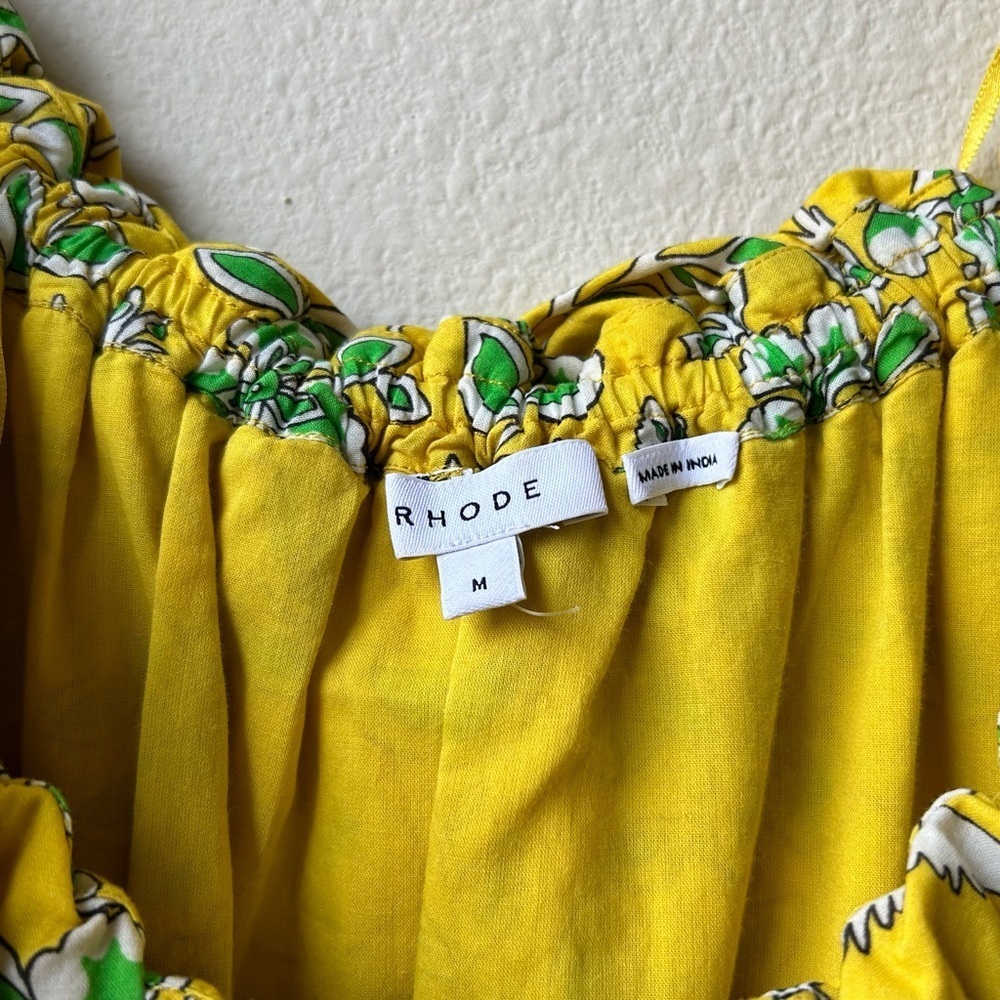 RHODE Yellow Floral Off-Shoulder Ruffle Mini Dress - Picture 14 of 16